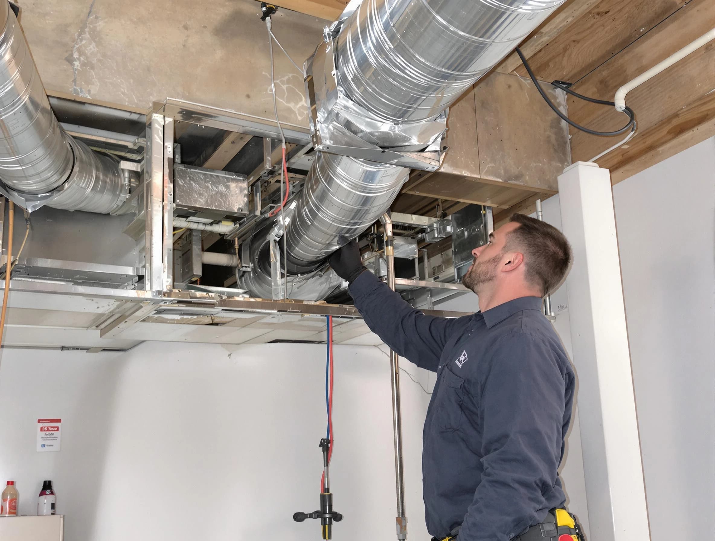 Coolidge Air Duct Cleaning technician performing professional air duct repair using specialized tools in Coolidge