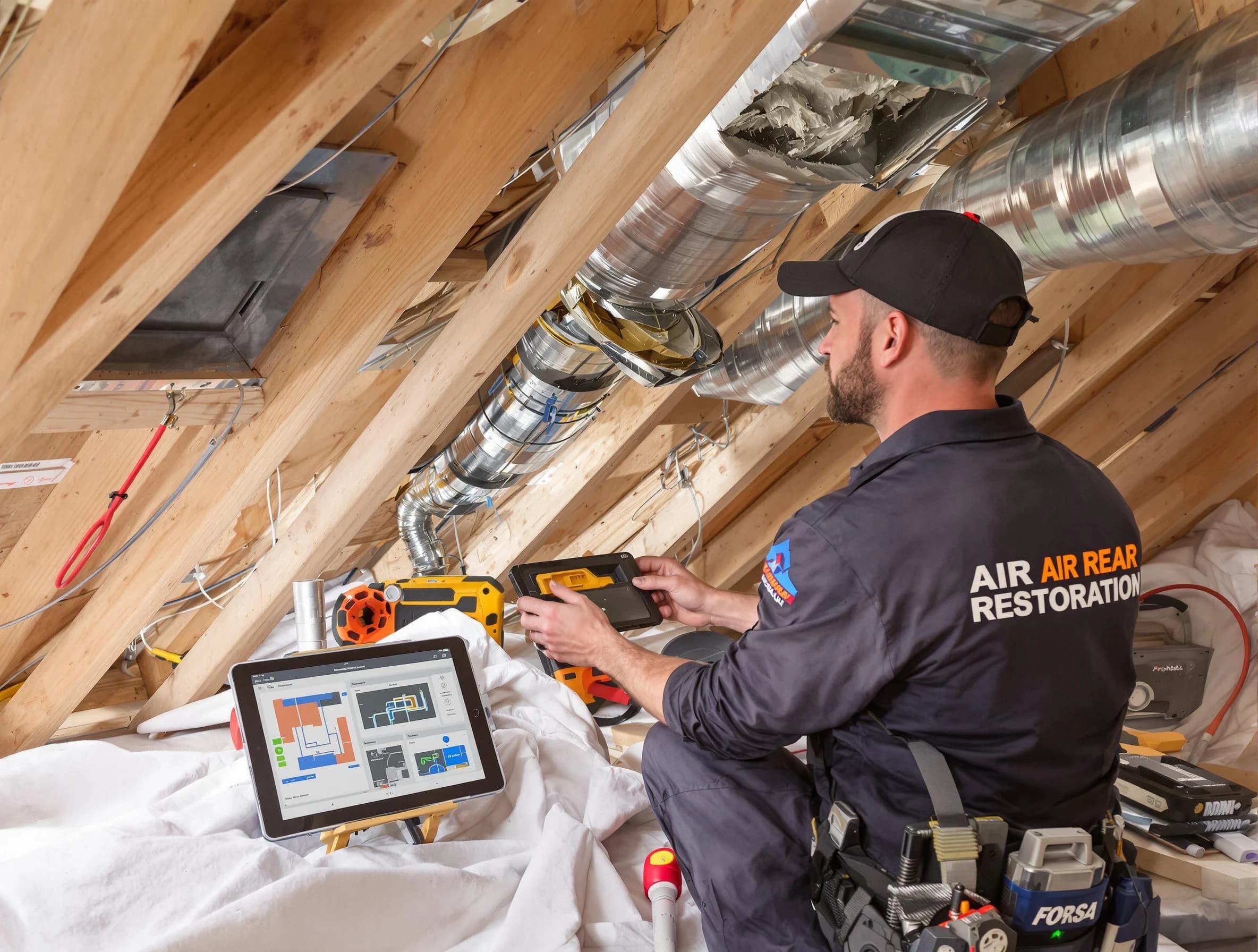 Coolidge Air Duct Cleaning technician performing precise duct repair work in Coolidge
