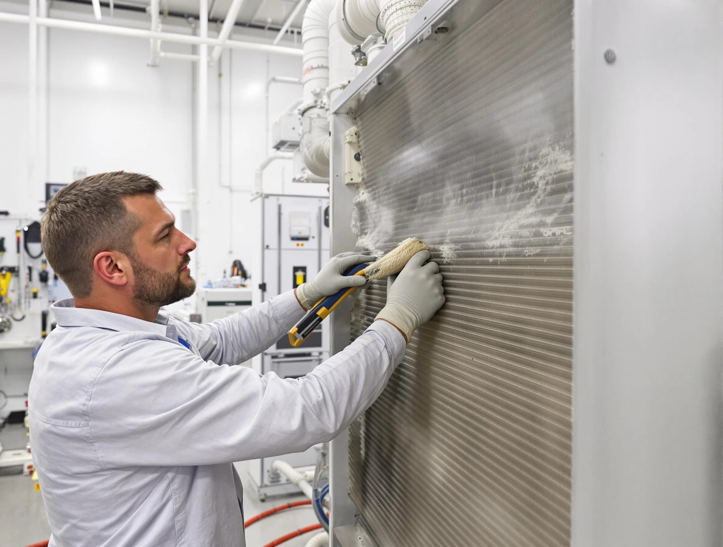 Coolidge Air Duct Cleaning technician performing precision commercial coil cleaning at a Coolidge business