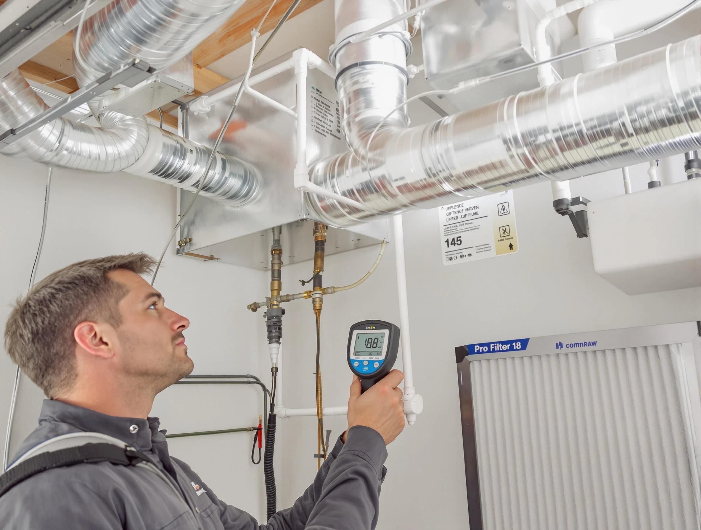 Coolidge Air Duct Cleaning expert conducting detailed filter system inspection using diagnostic tools in Coolidge