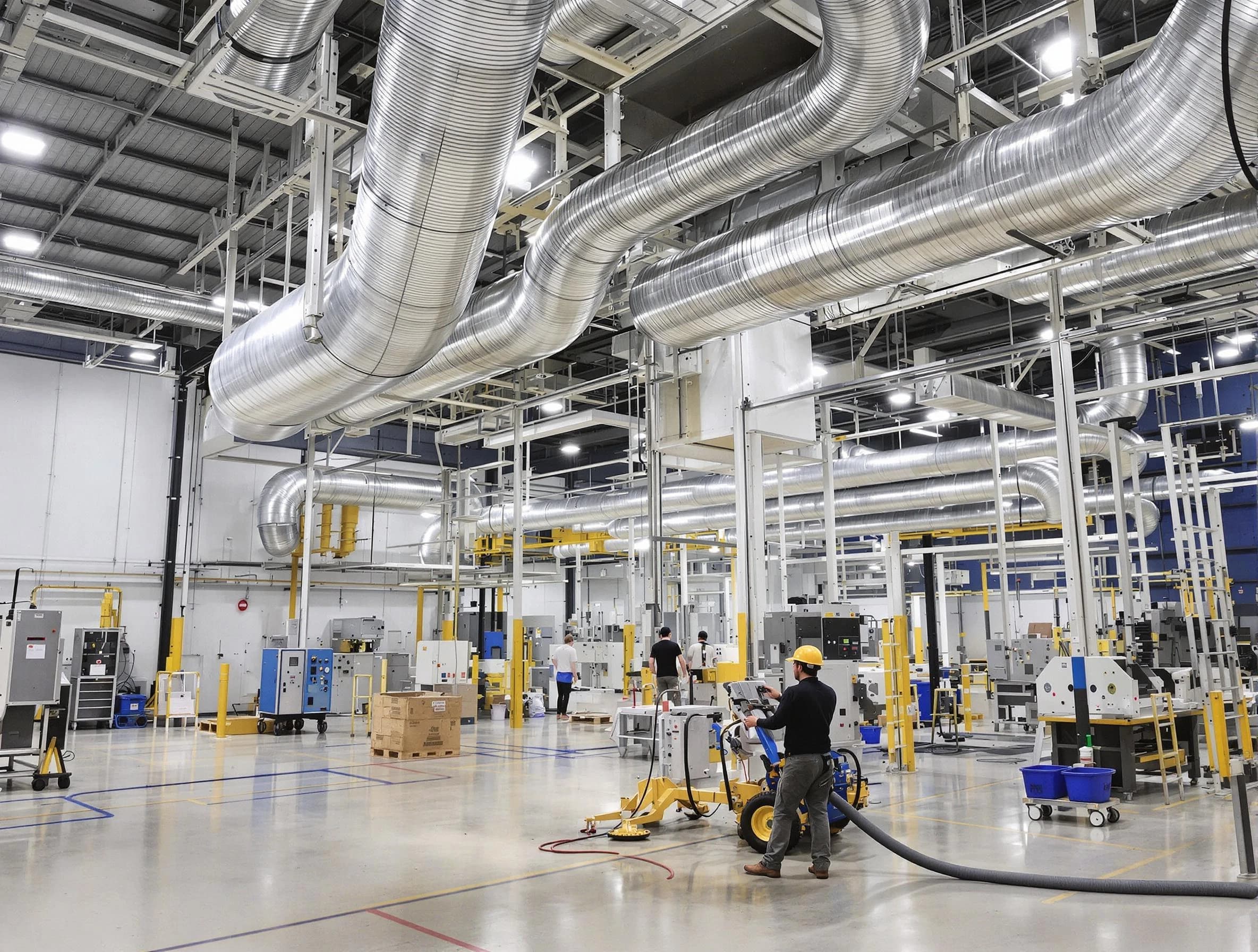 Coolidge Air Duct Cleaning team performing comprehensive industrial duct cleaning at a large facility in Coolidge
