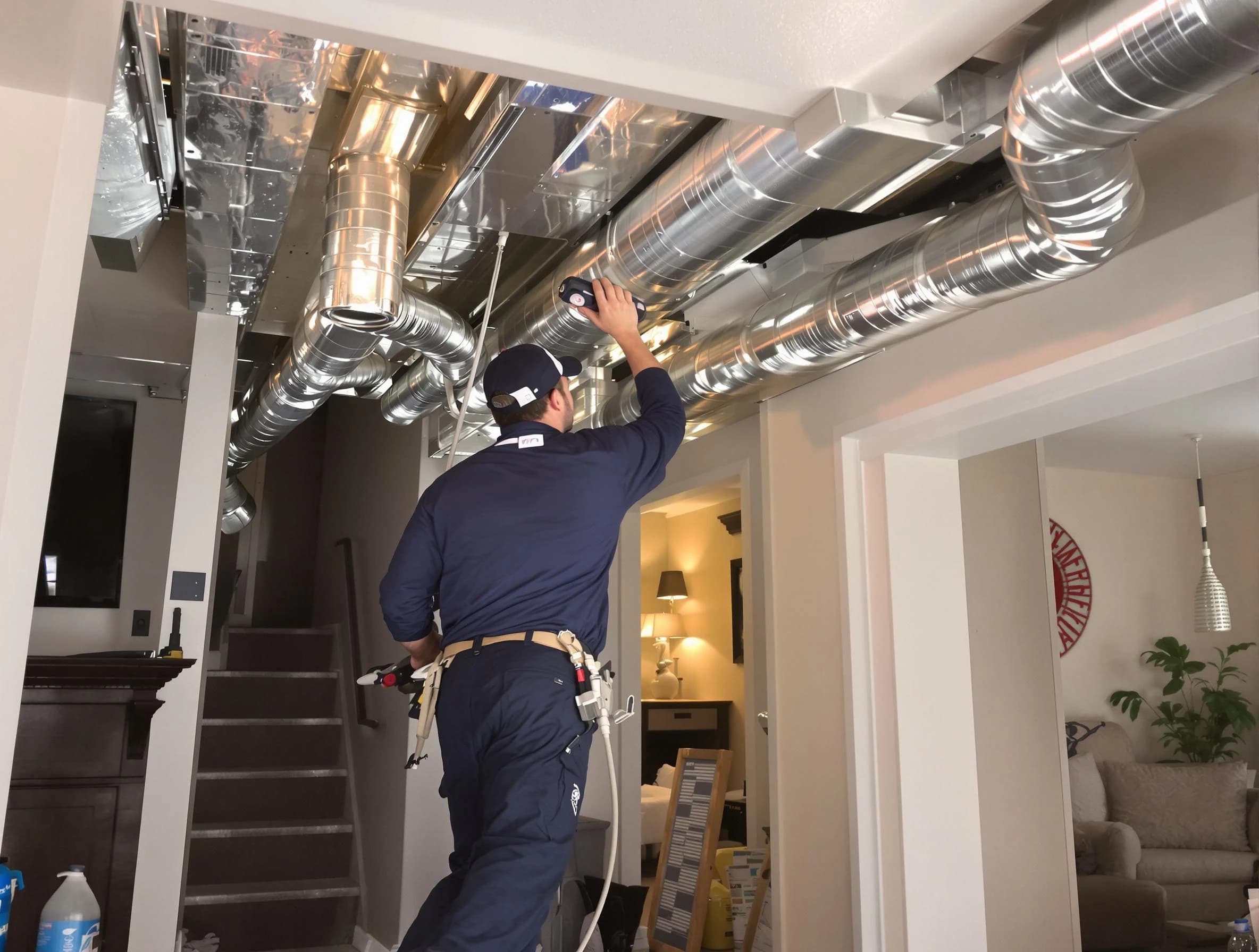 Coolidge Air Duct Cleaning expert performing specialized duct cleaning in a mobile home in Coolidge